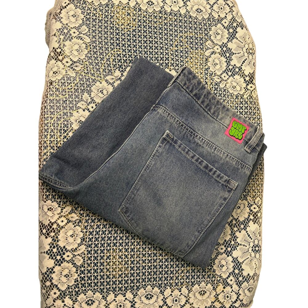 Empyre Blue Wide Leg Cropped Jeans Baggy Denim Skater Style size 12